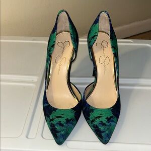 Jessica Simpson Vibrant Green and Blue Heels